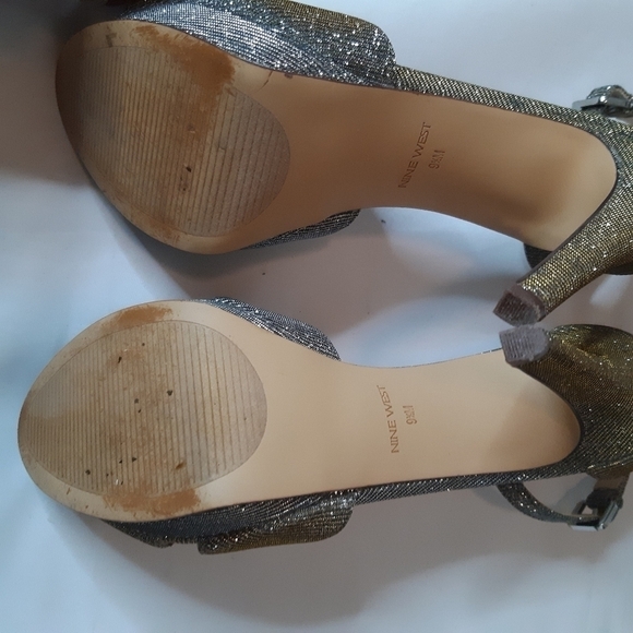 NINE West sparkly Silver And Gold heels Sz-10 - Picture 4 of 8